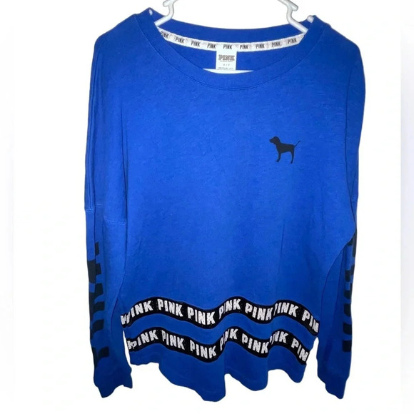Pink Victoria's Secret Royal Blue Crewneck Sweatshirt Women's Size Small Preppy - Picture 10 of 10